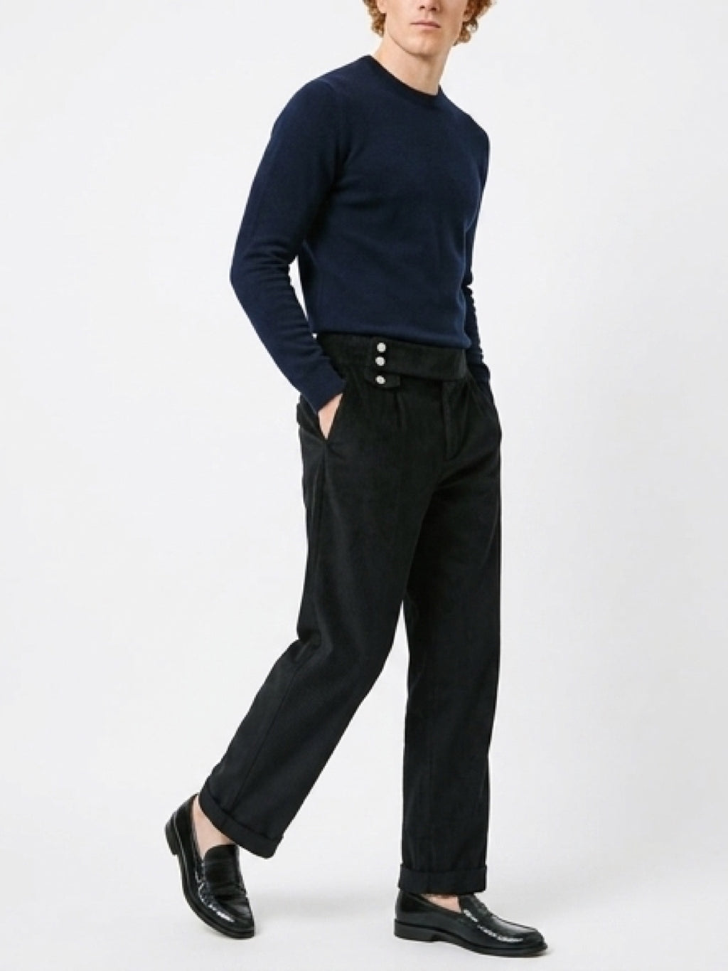 بنطلون كوردروي رجالي أسود رسمي – Corduroy Dress Pants Black