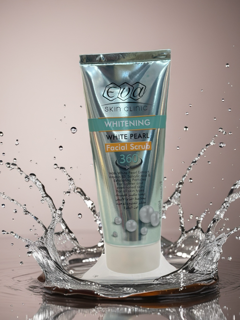 EVA Skin Clinic Whitening White Pearl Facial Scrub 360°
مقشر الوجه وايت بيرل من إيفا
100ml