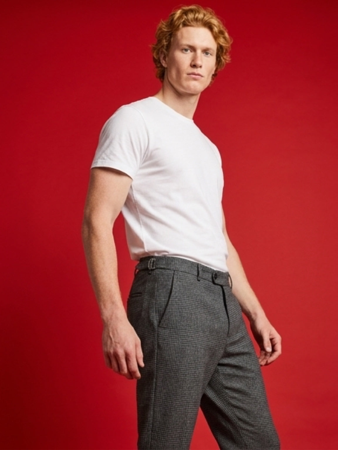 بنطلون رجالي رسمي بنقشة فاخرة – رمادي | Textured Smart Trousers