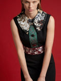 Vintage Style Midi Dress with Floral Collar – Elegant Look