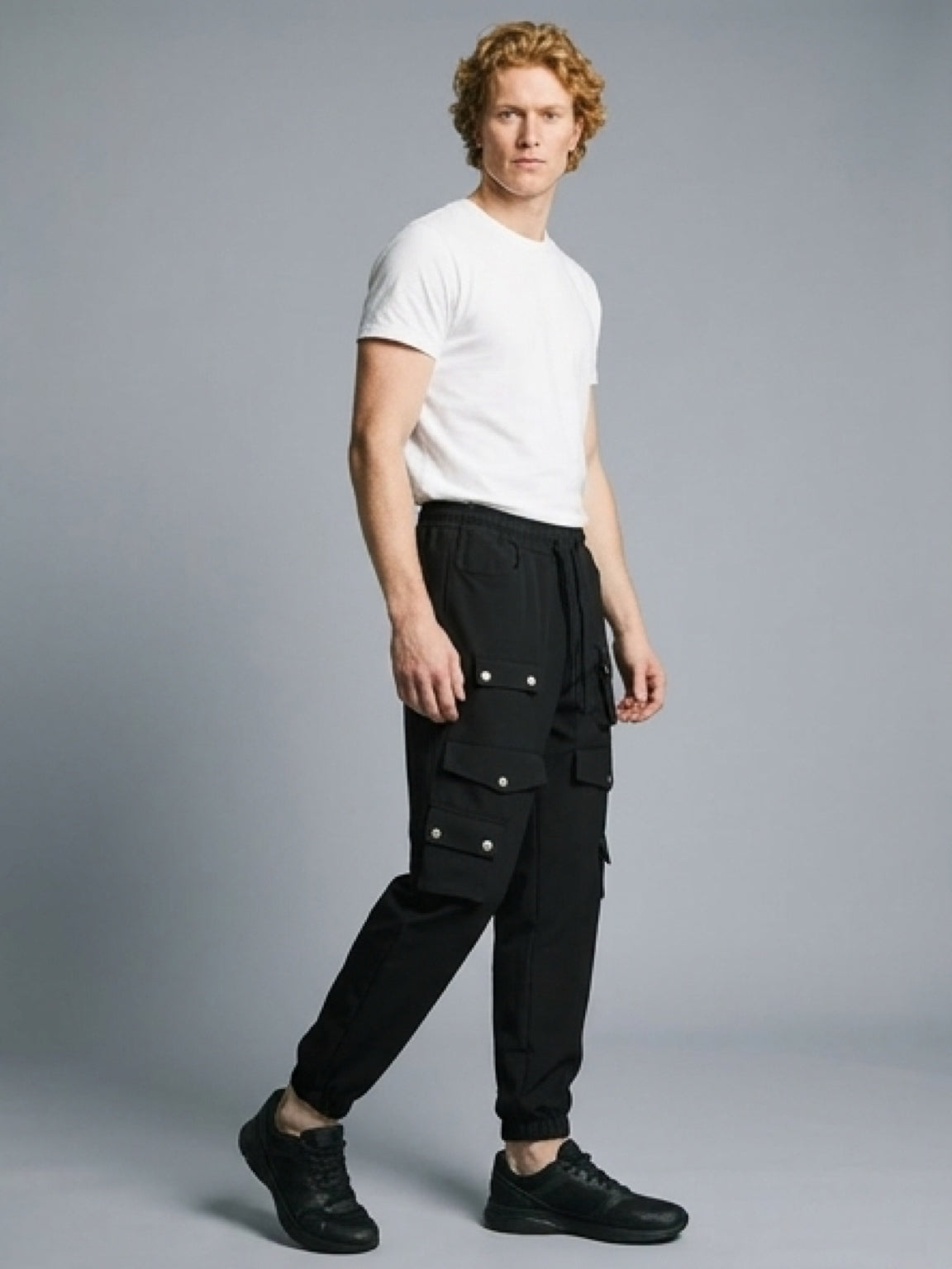 بنطلون كارغو رجالي أسود بجيوب متعددة – Cargo Jogger Pants Black