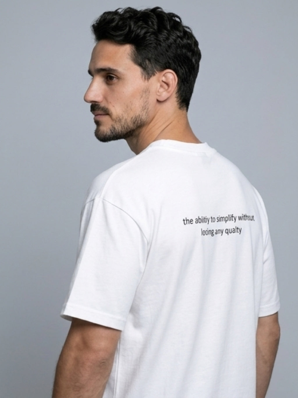 Minimal Text Print T-Shirt – White
