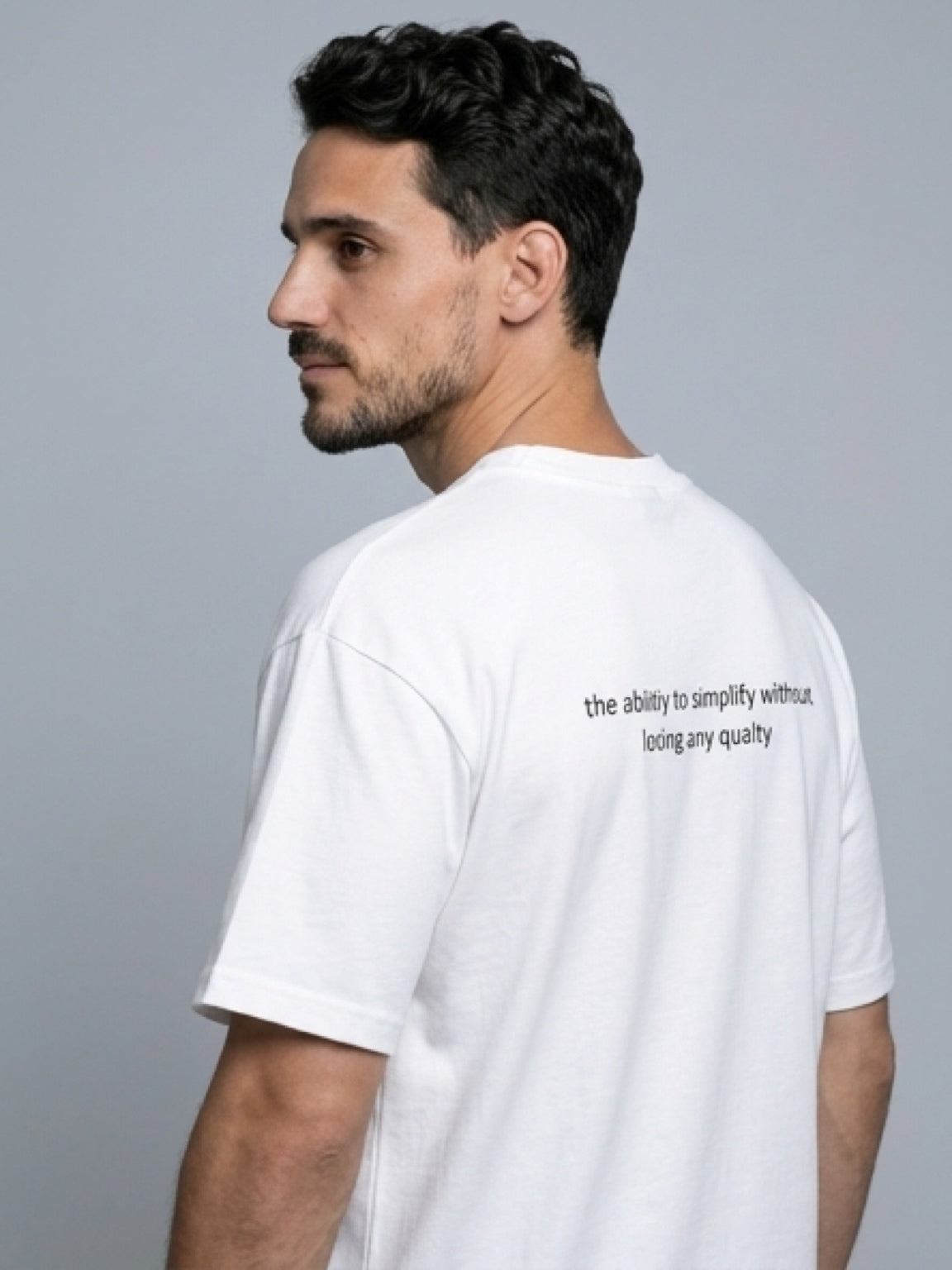 Minimal Text Print T-Shirt – White