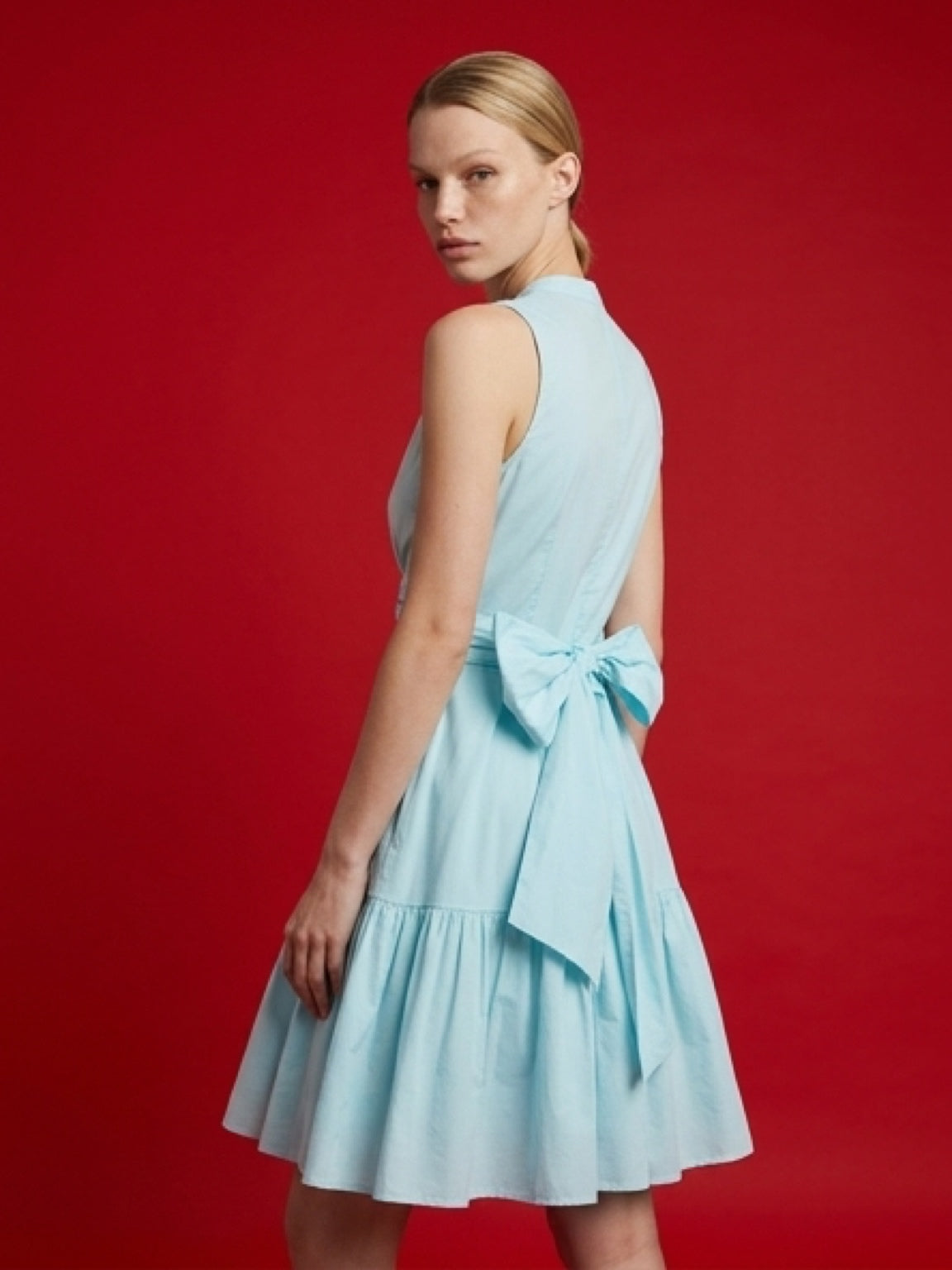Cut-Out Bow Detail Mini Dress – Baby Blue