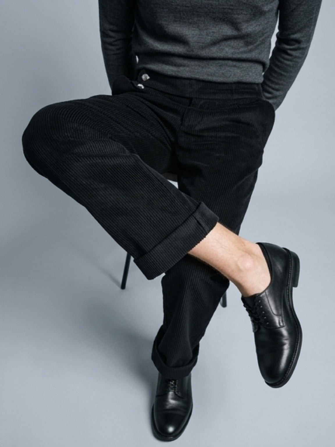 بنطلون كوردروي رجالي أسود رسمي – Corduroy Dress Pants Black