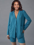 Teal Blazer & Shorts Set – Smart Casual Chic