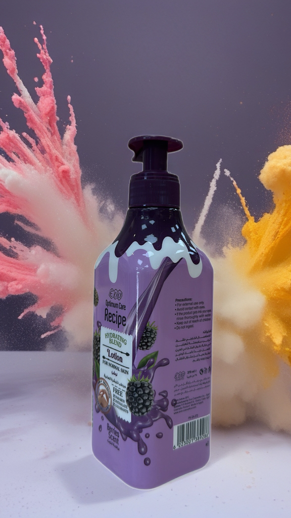 eva lotion, hydrating lotion, body lotion, لوشن جسم, normal skin, berries scent, body care, optimum care recipe