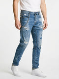 Distressed Slim Fit Jeans with Chain – Street Style