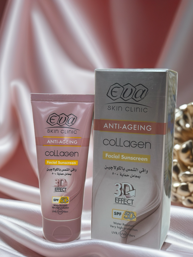EVA Skin Clinic Collagen Facial Sunscreen SPF 50+
واقي شمس بالكولاجين مضاد للتجاعيد