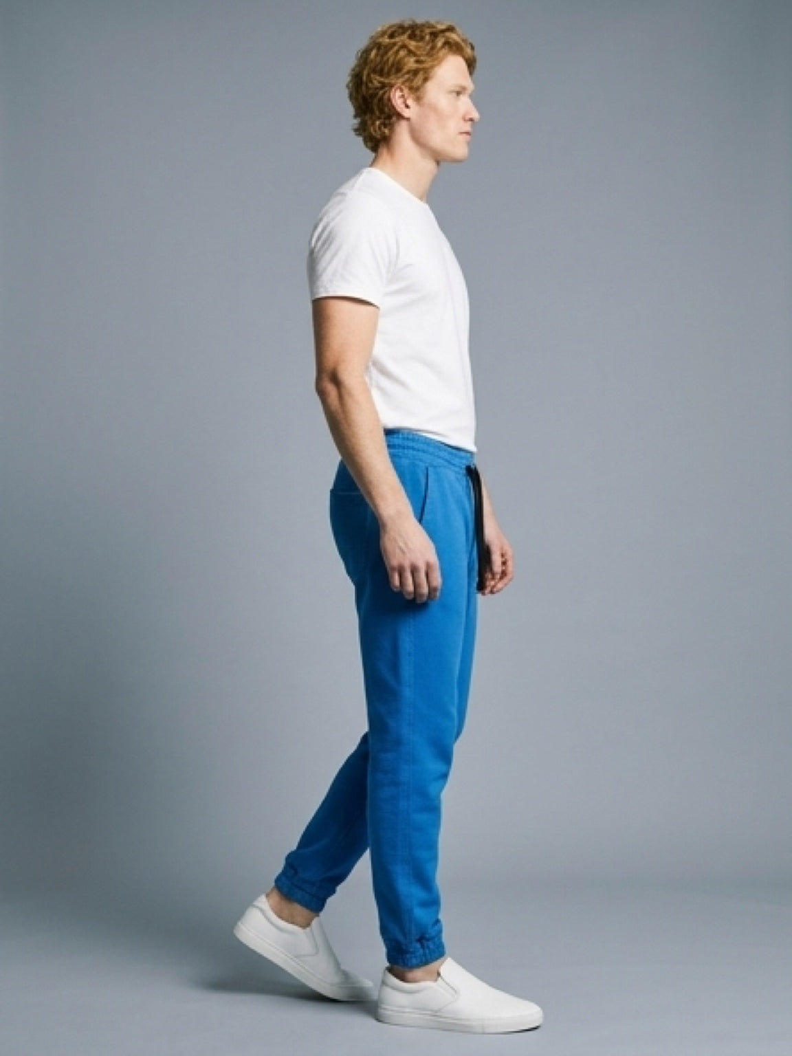 بنطلون رجالي قماش بخصر مطاطي ورباط – أسود | Smart Casual Drawstring Pants