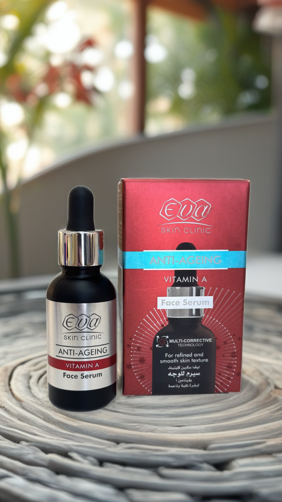 EVA Skin Clinic Vitamin A Anti-Ageing Face Serum
سيروم فيتامين A لمكافحة التجاعيد وتجديد البشرة