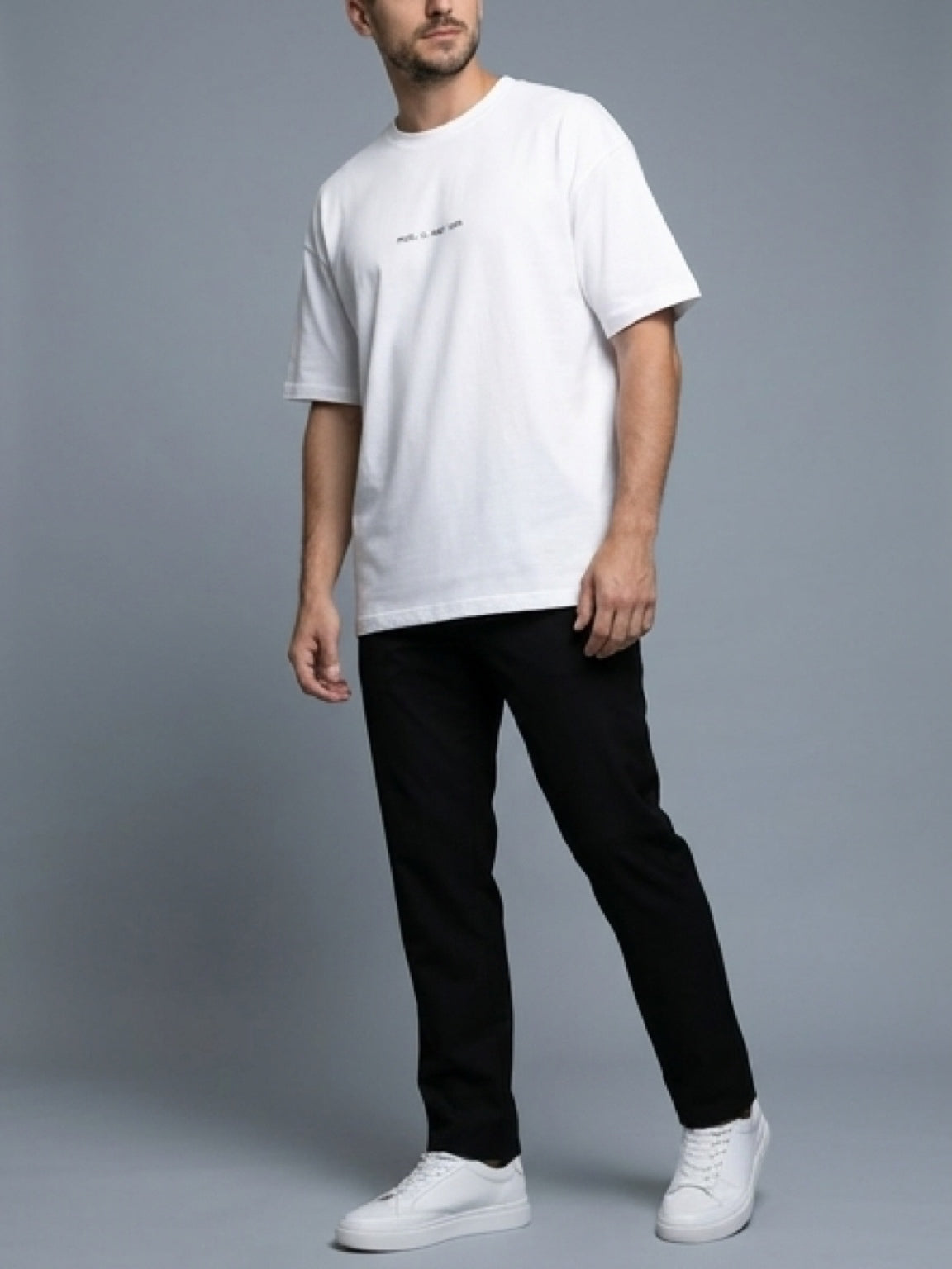 Minimal Text Print T-Shirt – White