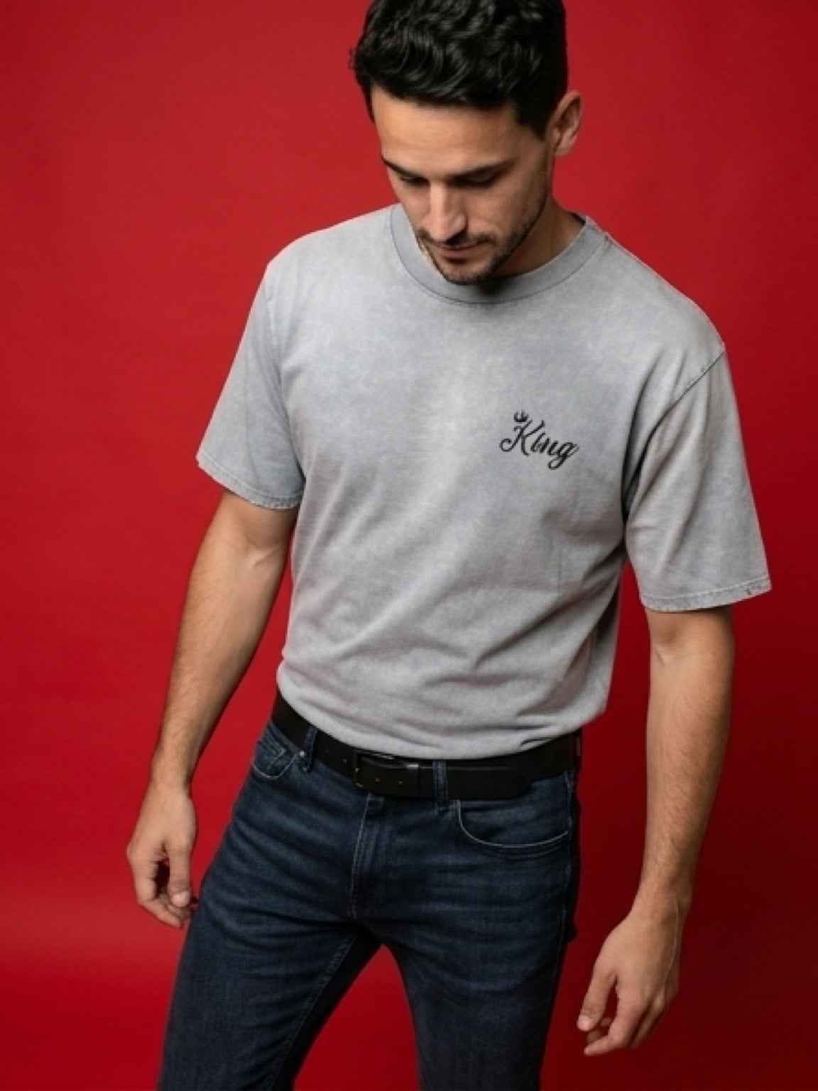 Minimal Logo T-Shirt – Washed Grey