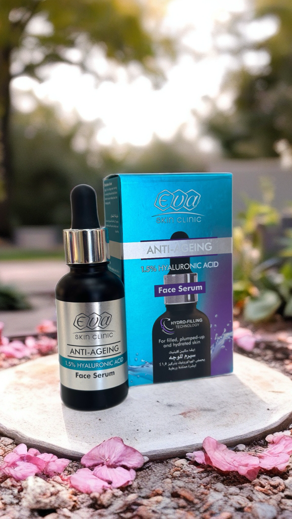 EVA Skin Clinic 1.5% Hyaluronic Acid Face Serum
سيروم هيالورونيك أسيد 1.5% لترطيب وامتلاء البشرة