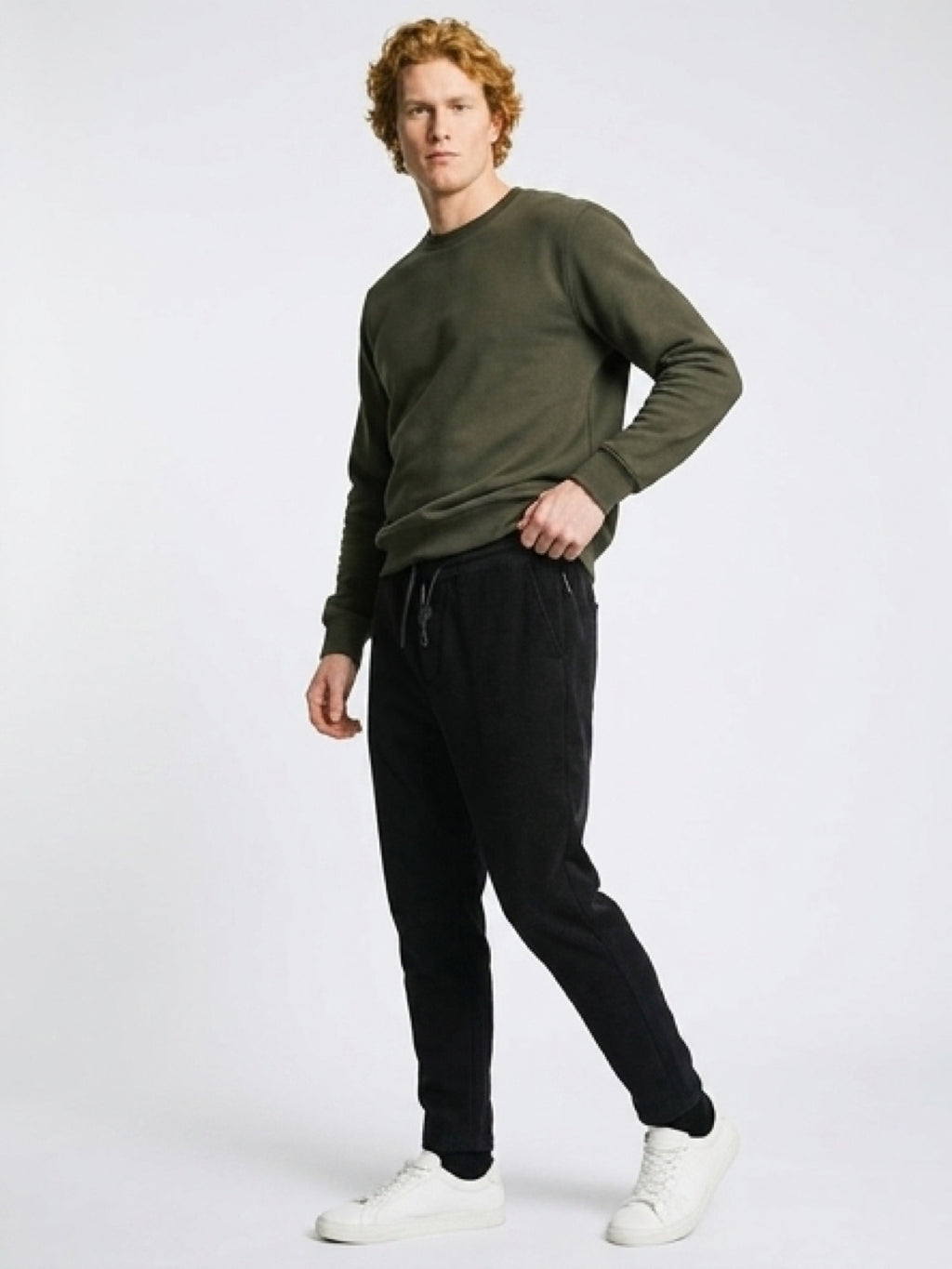بنطلون كوردروي رجالي أسود بخصر مطاطي – Corduroy Pants Slim Fit Black
