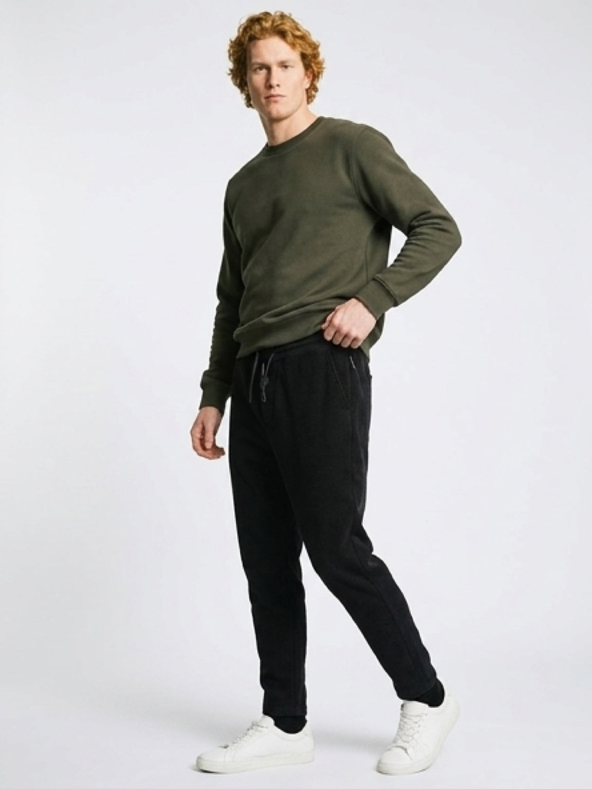 بنطلون كوردروي رجالي أسود بخصر مطاطي – Corduroy Pants Slim Fit Black