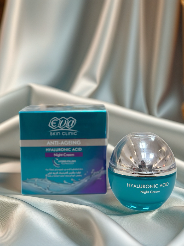 EVA Skin Clinic Hyaluronic Acid Night Cream
كريم ليلي بحمض الهيالورونيك من إيفا