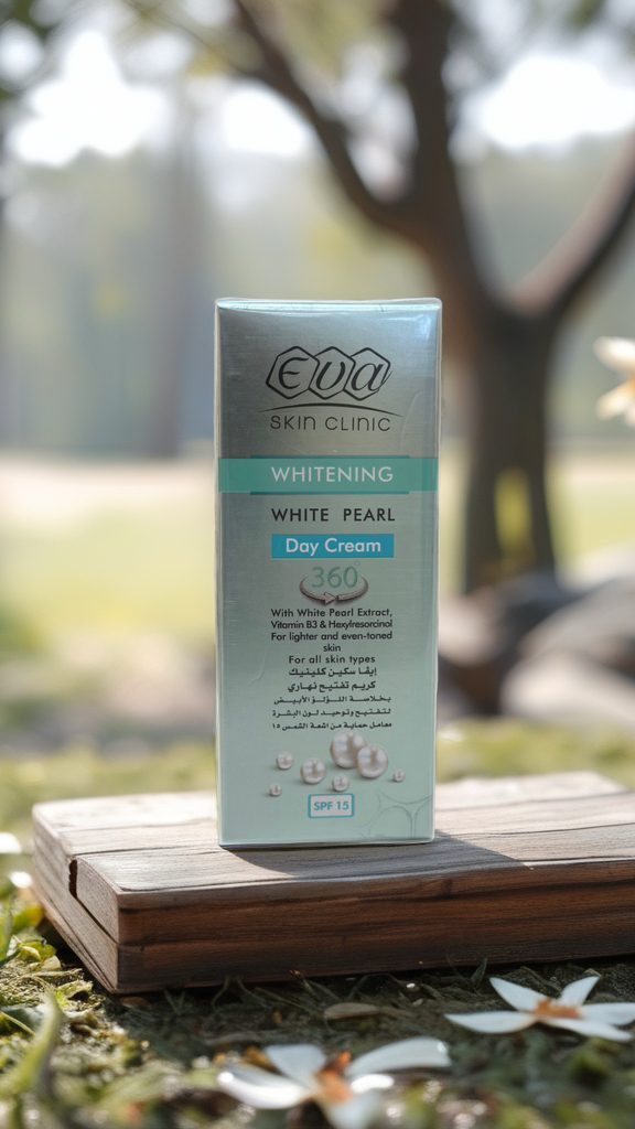 EVA Skin Clinic Whitening White Pearl Day Cream SPF 15
كريم تفتيح نهاري وايت بيرل من إيفا
50ml